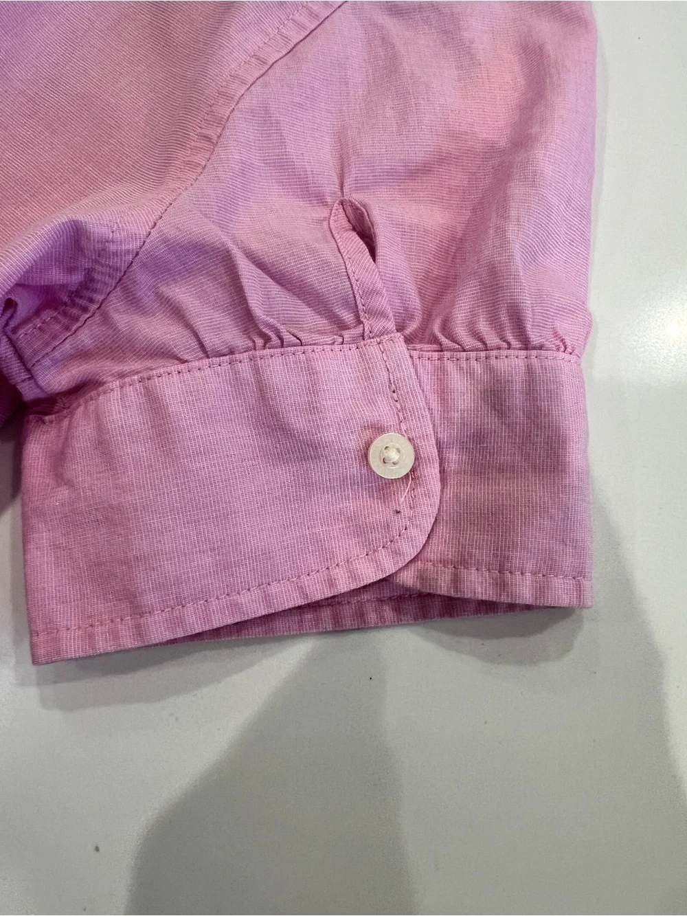 Ralph Lauren Girls Pink Cotton Button Front Blouse Size 12 Pleated Back